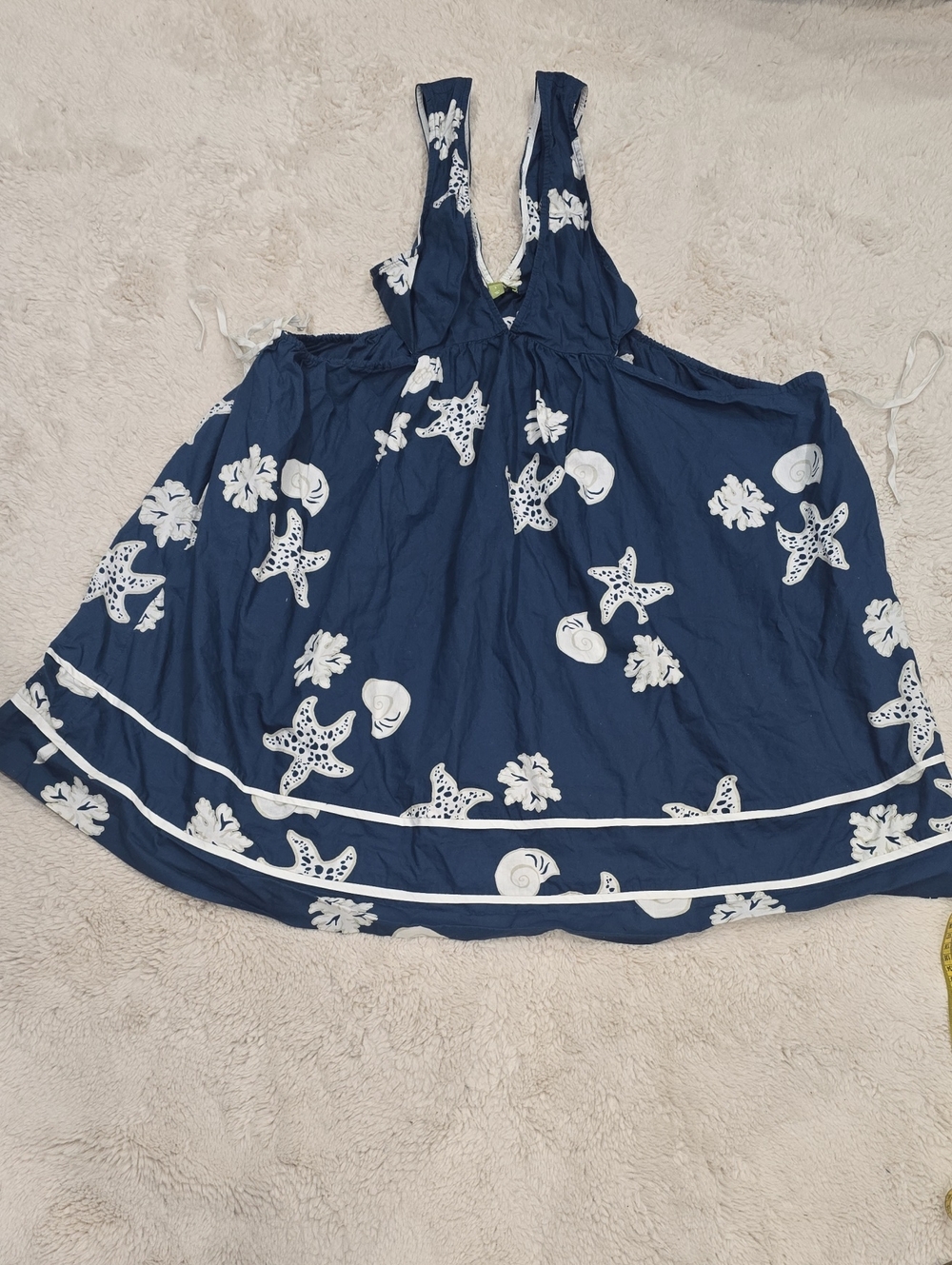 Navy Sea Life Summer Dress with White Print